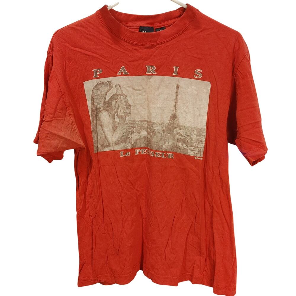 InK Collection Men's S Red " Paris Le Penseur" Graphic T-Shirt